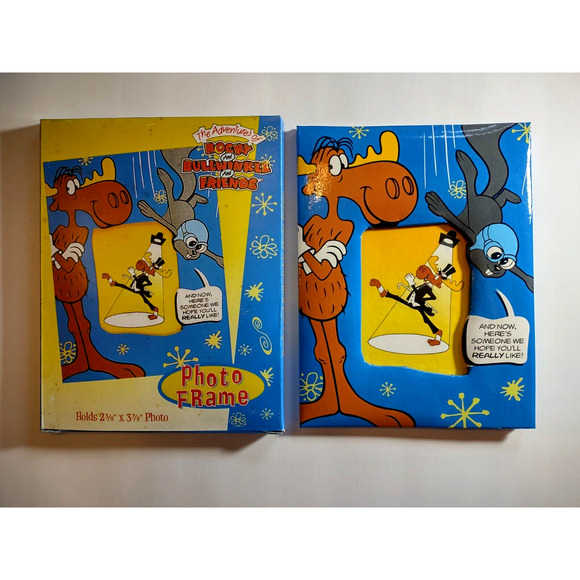 Adventures Of Rocky And Bullwinkle Vintage Photo Frame Licensed 1980's In Box - Picture 2 of 3